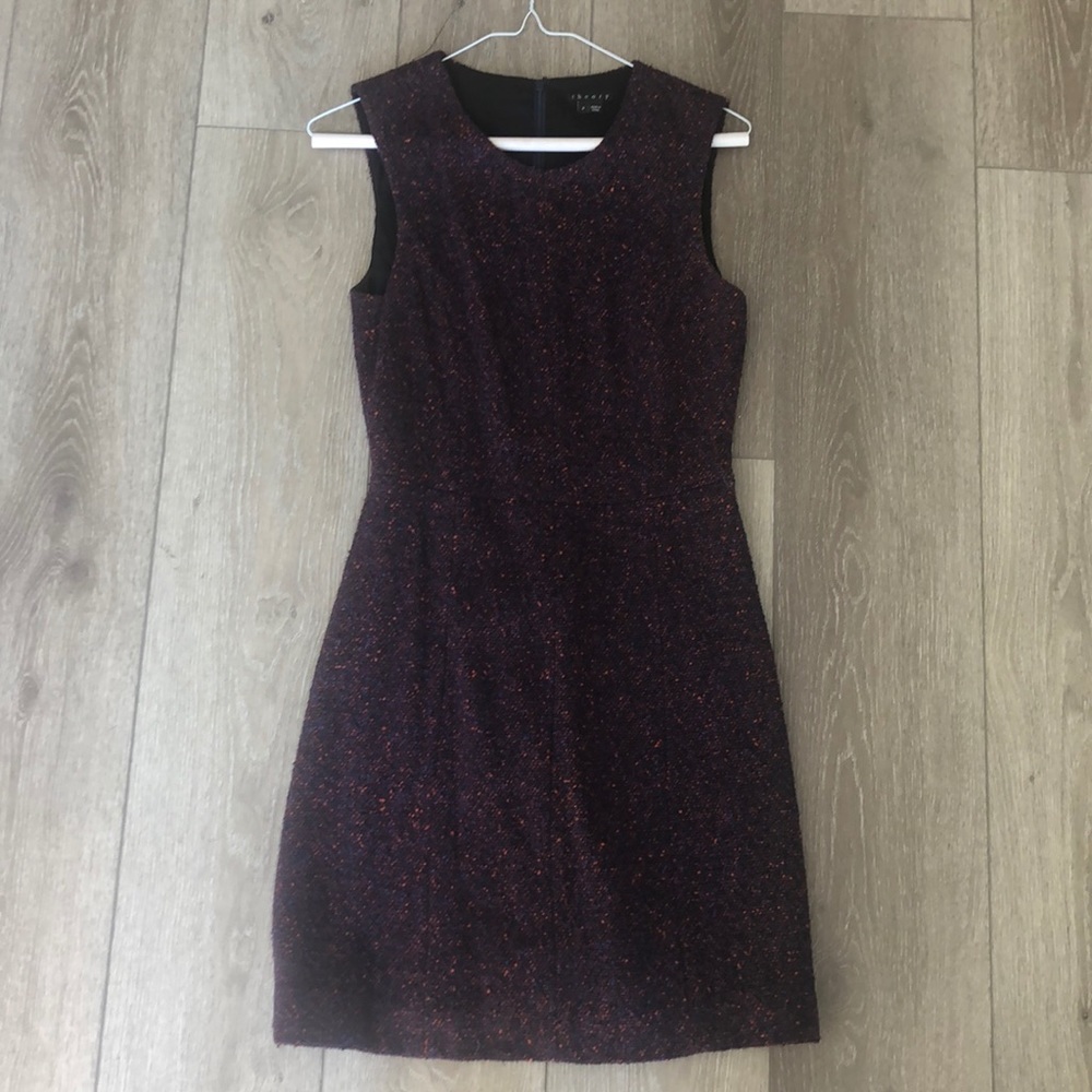 Theory wool blue and red knit dress